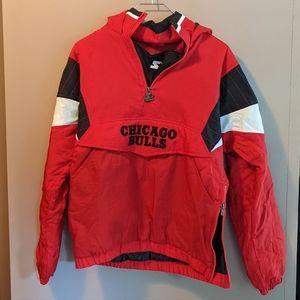 Vintage Chicago Bulls Starter 1/4 Zip Hooded Pullover Jacket